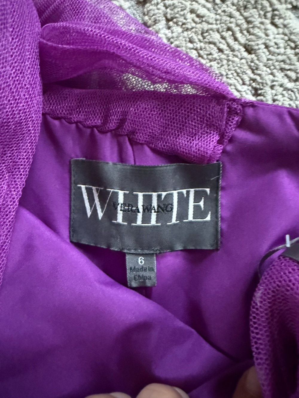 White Vera Wang purple one shoulder bridesmaid wedding guest dress 6 new - Picture 2 of 9